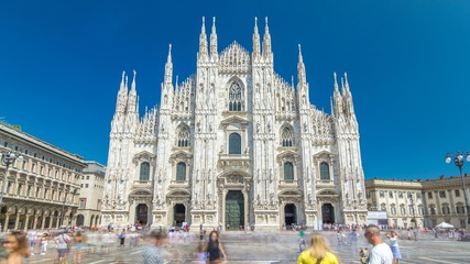 Wall Mural - The Duomo cathedral timelapse . Front view with people walking on square