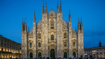 Poster - Milan Cathedral day to night timelapse Duomo di Milano is the gothic cathedral church of Milan, Italy.