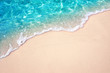 canvas print picture - Beautiful Soft blue ocean wave on fine sandy beach