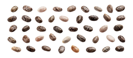 Close up of chia seeds isolated on white background