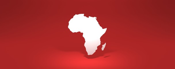 africa modern map 3d rendering red background