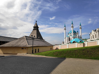 Courtyard overlooking the mosque. In the Kazan Kremlin.