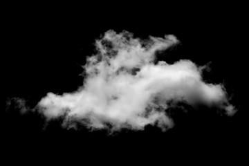 Wall Mural - isolated white cloud on black background for decoration or nature design.
