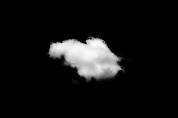 Wall Mural - isolated white cloud on black background for decoration or nature design.