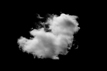 Wall Mural - isolated white cloud on black background for decoration or nature design.