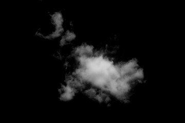 Wall Mural - isolated white cloud on black background for decoration or nature design.