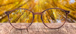 canvas print picture - View through eyeglasses to nature