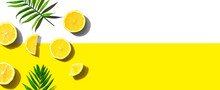 Fresh Yellow Lemons Overhead View - Flat Lay
