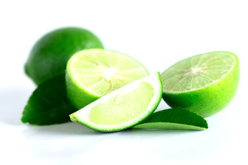 Wall Mural - Fresh lime on white background isolated image