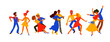 © Anna - Set of men and women dancing salsa, samba, rumba, latin dance. Male and female dance at school. Characters having fun at party. Flat colorful vector illustration.