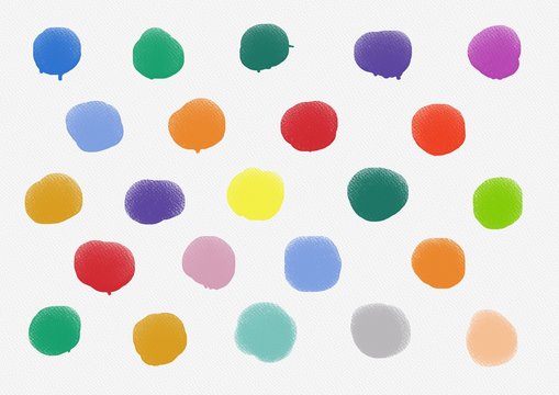 Hand drawn colorful aquarelle dots on fine textured paper. Background for text or design.