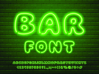 Wall Mural - funny realistic green neon tube font set. online shopping concept