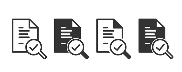 Audit icons in four different versions in a flat design