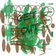 Graffiti Kunst, Get Out, grün braun auf weißem Hintergrund