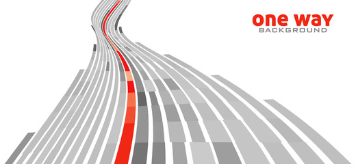 Aufkleber - One way concept with red guideline among gray ones