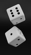 Black and White Dice on a black background, 3d render