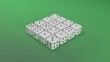 Black and White Dice on a green background, 3d render