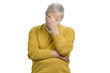 © DenisProduction.com - Portrait old grandpa doing facepalm. Extremely dissapointed and tired senior man. White isolated background.
