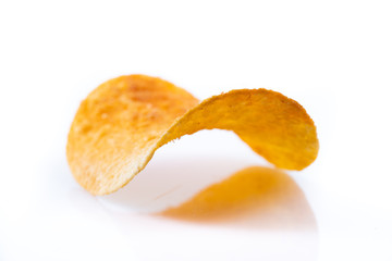 potato chips on white bacground