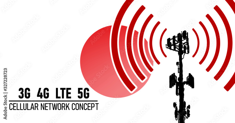 Cellular mobile network tower connection concept for Japan, vector ...