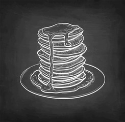 Wall Mural - Chalk sketch of pancakes.