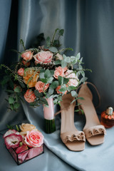 Wall Mural - wedding shoes of the bride, beautiful fashion