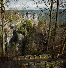 Wall Mural - Magnificent cliffs in the area of Bastei, Germany. Beautiful nature screensaver