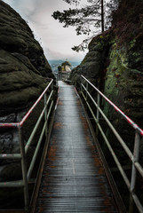 Wall Mural - Picturesque footbridge in Bastei, Germany. Beautiful nature screensaver