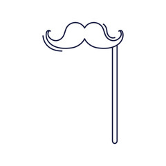 Poster - happy birthday, moustache in stick celebration party line style icon