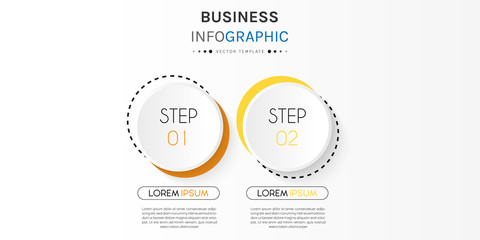 Business infographic element with 2 options, steps, number vector template design