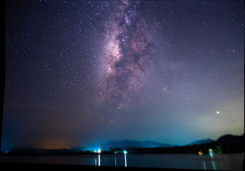 the stars and the milky way in the dark sky at night are very beautiful.