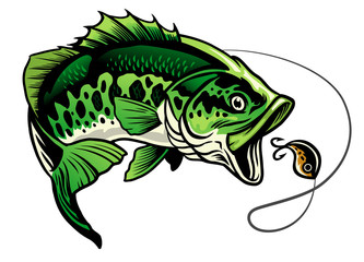 Wall Mural - bass fish catcing the fishing lure