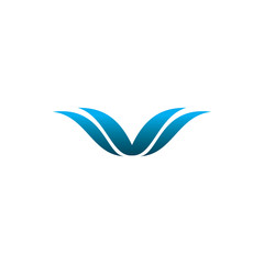 Poster - blue wing nature leaf feather letter v w logo design