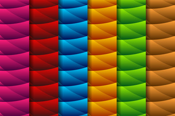 Poster - Set of Colorful shiny abstract curve pattern design template. Gradient pink, purple, red, blue, green and gold colors. 
