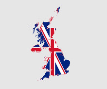Map And Flag Of United Kingdom