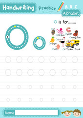 Poster - Letter O uppercase and lowercase tracing practice worksheet A4