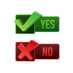 Poster - Yes No word text on talk shape. Vector stock illustration yes no in speech bubble on white background. Vector stock illustration.