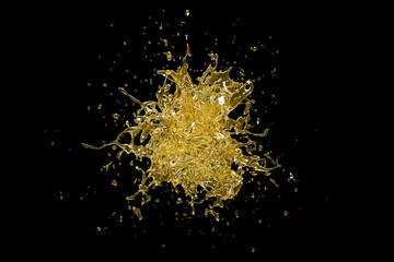 Wall Mural - explosion oil on black color background. 3d render.