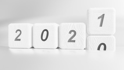 Poster - grey 2021 new year, 2021 coming 2020 finish. 3d illustration 
