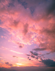 Poster - Colorful cloudy sky at sunset. Gradient color. Sky texture. Abstract natural background