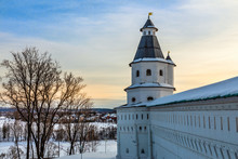 Fortified Walls And Tower, Winter Landscape, New Jerusalem Monastery , Istra, Moscow Region, Russia