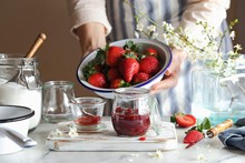 Strawberry Marmelade. Preparing Strawberry Jam Or Marmelade.