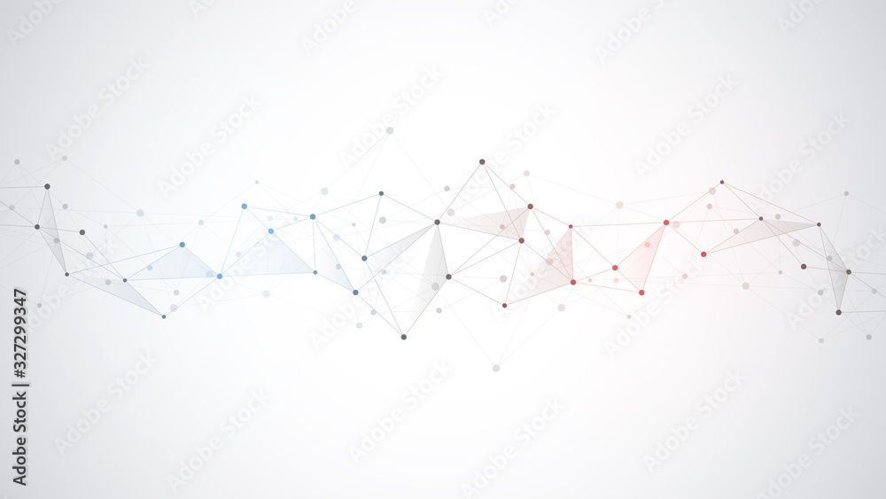 Abstract background of polygon pattern with connecting dots and lines ...