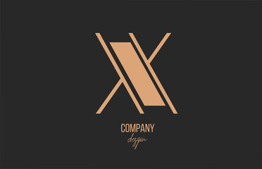 X letter logo alphabet icon with floral vintage design in brown black for company and business