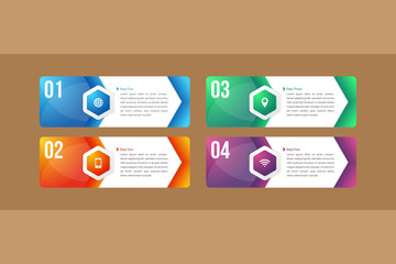 Poster - Infographic design template and marketing icons, Business concept with 4 options, parts, steps or processes. Can be used for workflow layout, diagram, number options, web design.