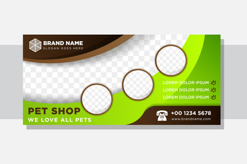 Poster - Banner template. Abstract background ad design for education, advertisement, presentation, magazine page, travel, technology or real estate mock up. Green and brown color. Space for photo collage. 