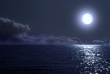 Wall Mural - full moon over the sea
