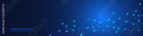 Fotomural Website header or banner design with abstract geometric background and connecting dots and lines