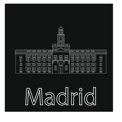 Canvas Print - building of sun door of Madrid city, on white background