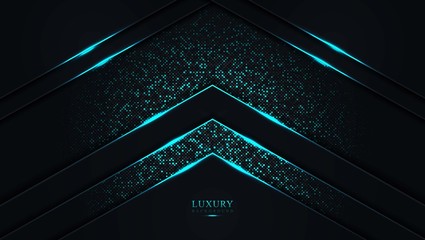 Dark blue abstract luxury background. Triangle blue line modern futuristic glitter dots element on luxury background vector